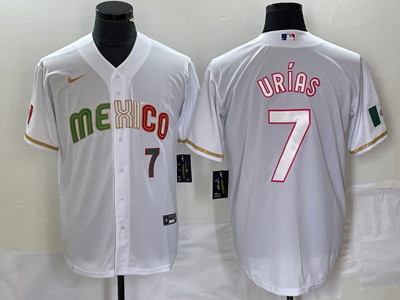 Men 2023 World Cub Mexico #7 Urias White Nike MLB Jersey style 9